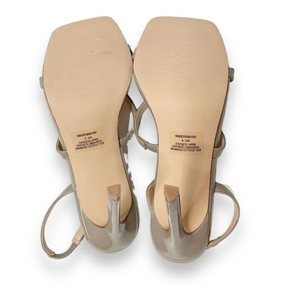 Steve Madden Gracey Strappy Heels Patent Gray Square Toe Sandal Women’s Size 8.5 - Picture 8 of 11